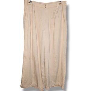 Madewell The Harlow Wide-Leg Pant Womens 16P Khaki Drapey Twill Pleated Boho